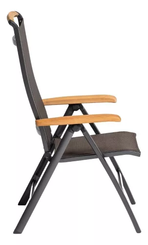 KETTLER MEMPHIS TEAK alumínium dönthető kerti szék teakfa karfával – antracit / bronz