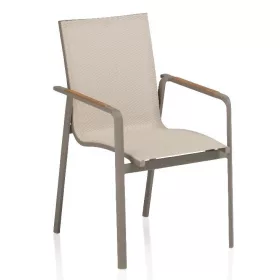   KETTLER DIAMOND alumínium rakásolható kerti szék teafa karfával – taupe / bézs