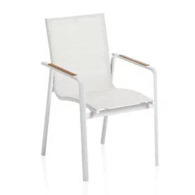   KETTLER DIAMOND alumínium rakásolható kerti szék teakfa karfával – fehér / krém