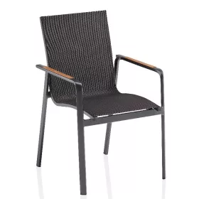   KETTLER DIAMOND alumínium rakásolható kerti szék teafa karfával – antracit / antracit