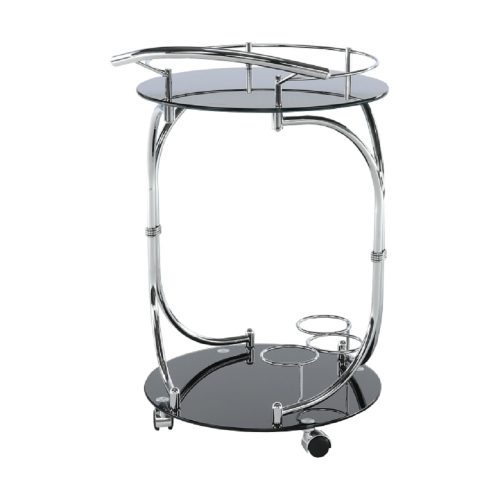 Zsúrasztal, fekete üveg + fém (króm), VESNA