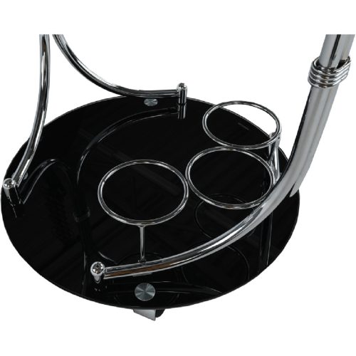 Zsúrasztal, fekete üveg + fém (króm), VESNA