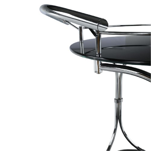 Zsúrasztal, fekete üveg + fém (króm), VESNA