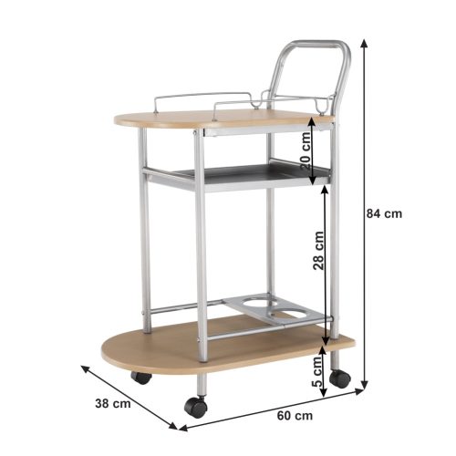 Zsúrasztal, bükk + ezüst fém, LIMA