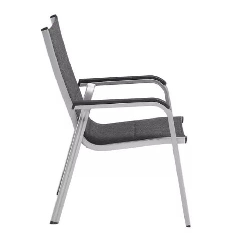 KETTLER BASIC PLUS PADDED alumínium rakásolható, párnázott kerti szék – ezüst / antracit