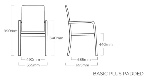 KETTLER BASIC PLUS PADDED alumínium rakásolható, párnázott kerti szék – ezüst / antracit