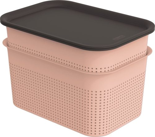 ROTHO Brisen pink műanyag tároló doboz szett tetővel 2X 4,5L-ES - rózsaszín