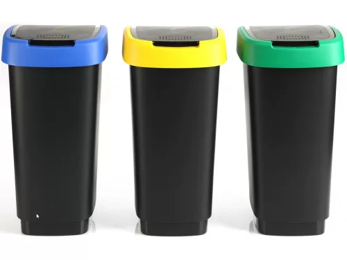 Rotho Twist szelektív hulladék tároló 3 db-os szett, 25 L - kék, zöld, sárga