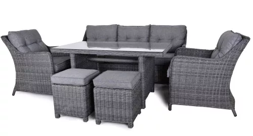 Rojaplast San diego exkluzív alumínium-polyrattan kerti bútor garnitúra - antracit/szürke
