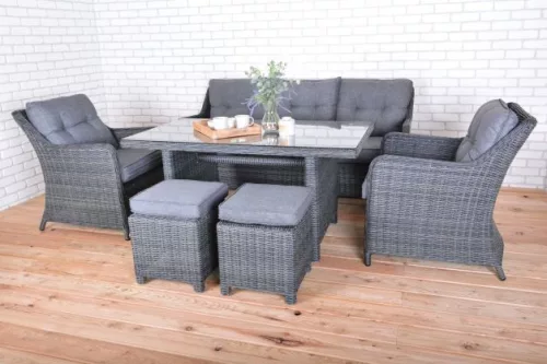 Rojaplast San diego exkluzív alumínium-polyrattan kerti bútor garnitúra - antracit/szürke