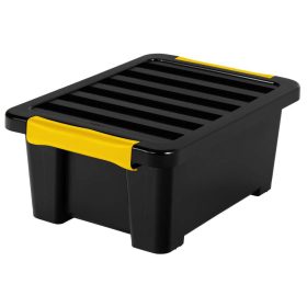   Rotho DIY EASY tároló doboz 11L – fedeles műanyag rendszerező, fekete