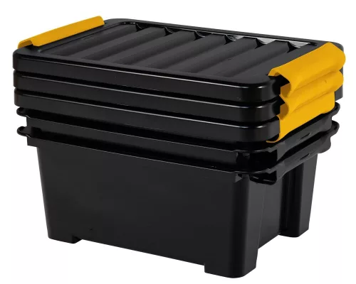 Rotho DIY EASY tároló doboz 11L – fedeles műanyag rendszerező, fekete