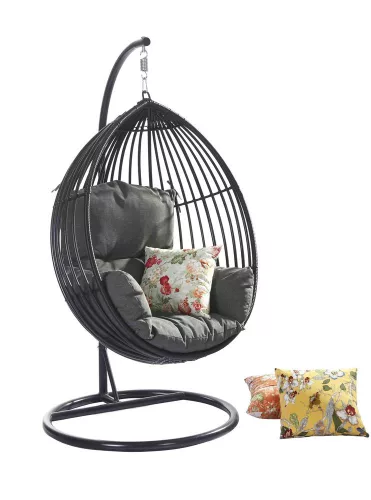Rojaplast Bogota exkluzív polyrattan, alumínium függőszék, talppal, fekete 