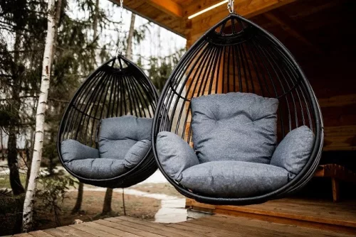 Rojaplast Bogota exkluzív polyrattan, alumínium függőszék, talppal, fekete 