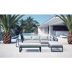   Rojaplast Portland exkluzív többfunkciós alumínium bútor garnitúra - szürke/bézs 