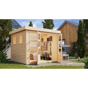   Karibu Lahar 3.5 Lapostetős kerti ház, natúr fából 242 cm x 246 cm