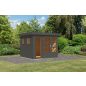  Karibu Lahar 3.5 Lapostetős kerti ház, terra szürke színű fából 242 cm x 246 cm