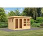   Karibu Lahar 5. Lapostetős kerti ház, natúr fából 302 cm x 246 cm