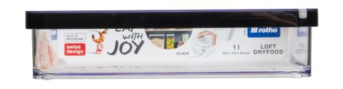 Rotho Loft műanyag konyhai tárolódoboz 1 L, lapos - fekete