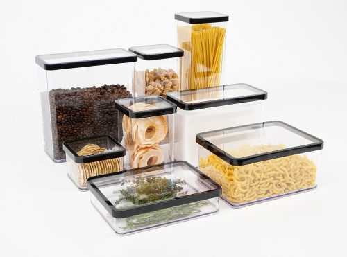 Rotho Loft műanyag konyhai tárolódoboz 1 L, lapos - fekete