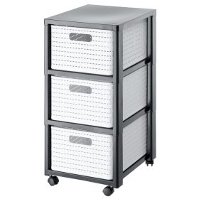 Rotho Country műanyag háromszintes komód, fehér-antracit