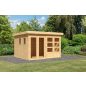   Karibu Lahar 6. Lapostetős nagyméretű kerti ház, natúr fából 302 cm x 246 cm