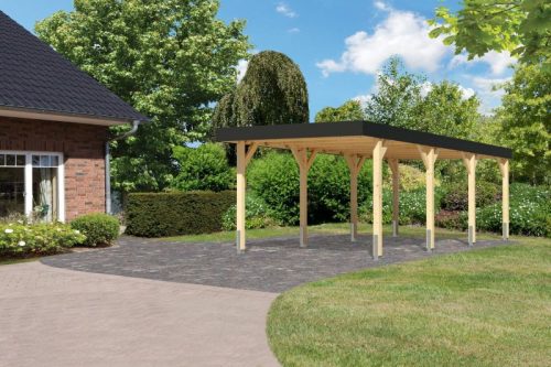 Karibu Nordic 2. egyállásos autóbeálló, fedett kocsibeálló, laminált fa, 312,5 cm × 724 cm