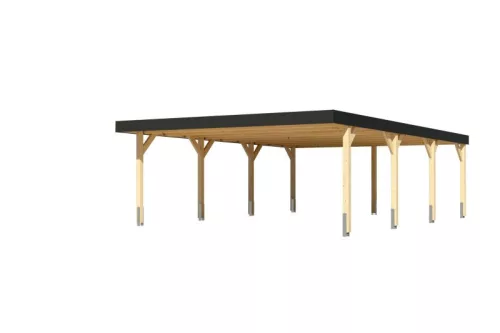 Karibu Nordic 4. dupla autóbeálló, fedett kocsibeálló, laminált fa, 552 cm x 724 cm