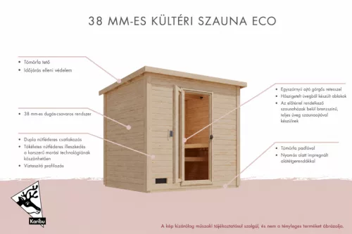 Karibu Hytti 6. kültéri szaunaház 5 fő részére-előszobával, kályha nélkül