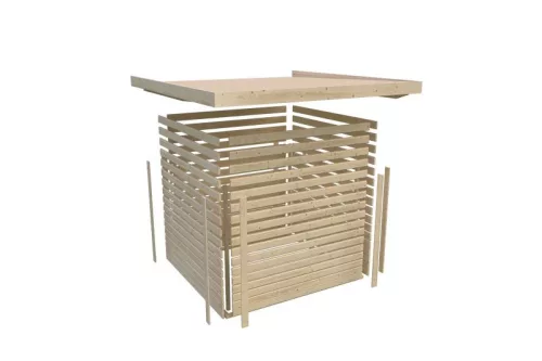 Karibu Urban 4. fából készült kerékpártároló, ferde tetővel, Terragrau színben, 212,5 cm × 216,5 cm