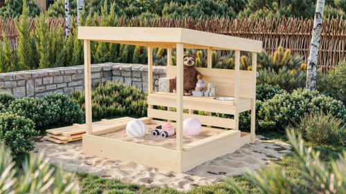 Karibu Max homokozó tetővel és sárkonyhával