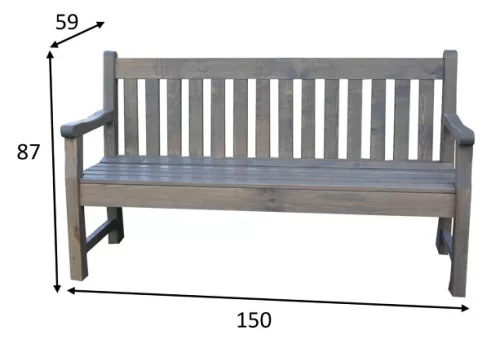 Rojaplast London fenyőfából készült, rusztikus kerti pad, szürke - 150 cm