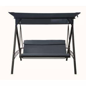   Rojaplast Rattan polyrattan kerti hintaágy párnával, szürke
