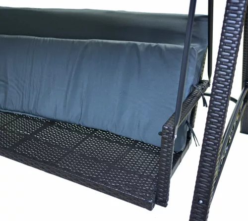 Rojaplast Rattan polyrattan kerti hintaágy párnával, szürke