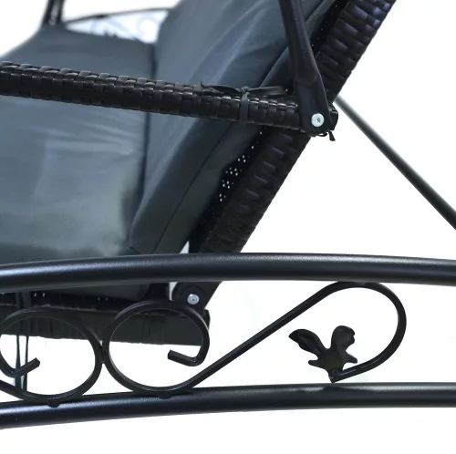 Rojaplast Rattan polyrattan kerti hintaágy párnával, szürke