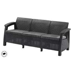   Keter Corfu love seat max háromszemélyes polyrattan kerti kanapé - grafit 