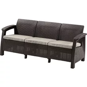   Keter Corfu love seat max háromszemélyes polyrattan kerti kanapé - barna 
