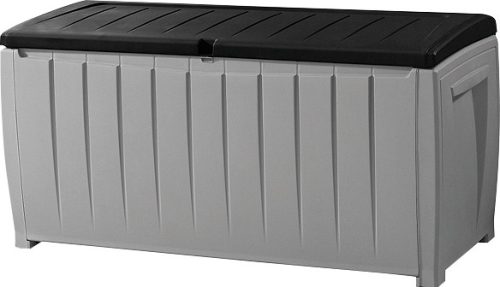 KETER Novel műanyag kerti tároló doboz, szürke/fekete - 340L  