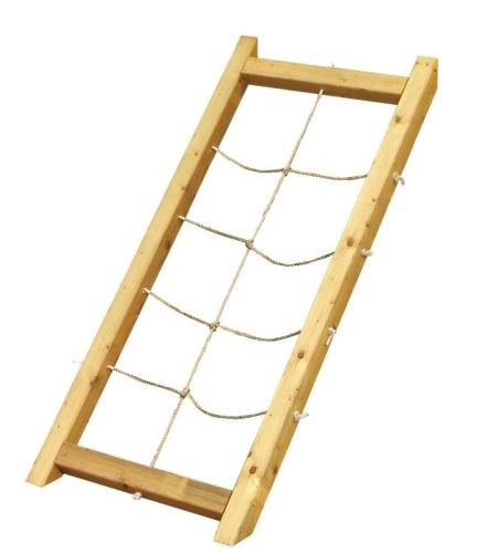 Karibu Luis 1. Játszótorony piros csúszdával, dupla hintával, hálós rámpával, létrával 