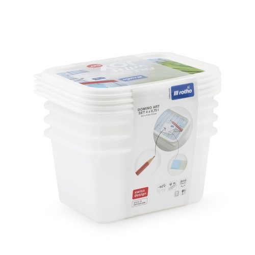 Rotho Domino műanyag tárolódoboz készlet fagyasztóba, 4X0,75 L 