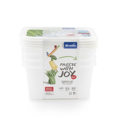 Rotho Domino műanyag tárolódoboz készlet fagyasztóba, 4X0,75 L 
