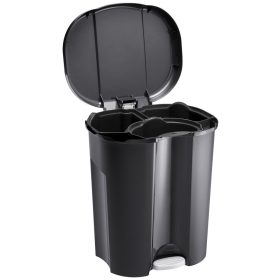   Rotho Trio műanyag szelektív hulladéktároló, 1X10 L, 2X15L, fekete