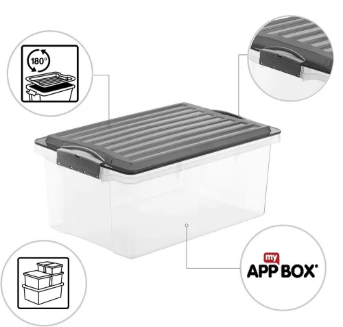 Rotho Compact műanyag tároló doboz, 13L - szürke