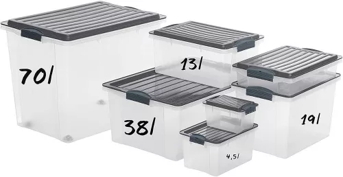 Rotho Compact műanyag tároló doboz, 13L - szürke