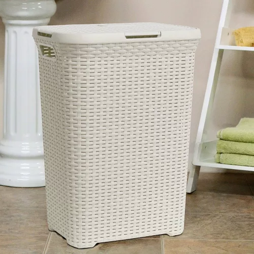 Curver Rattan style műanyag szennyestartó 60 L - krém