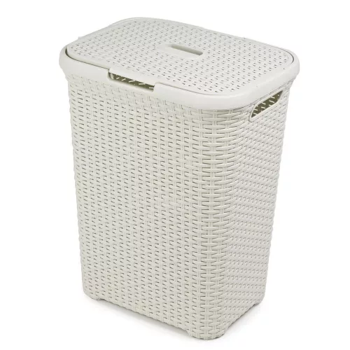 Curver Rattan style műanyag szennyestartó 60 L - krém