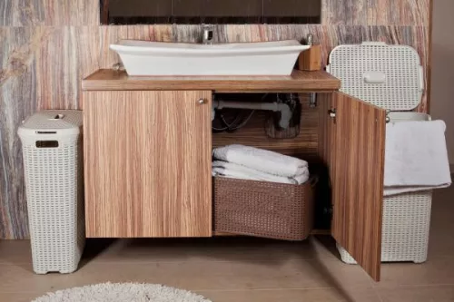 Curver Rattan style műanyag szennyestartó 40 L - krém