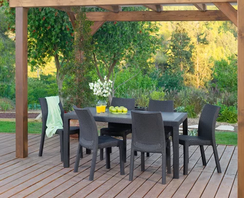 Keter melody polyrattan kerti asztal - grafit