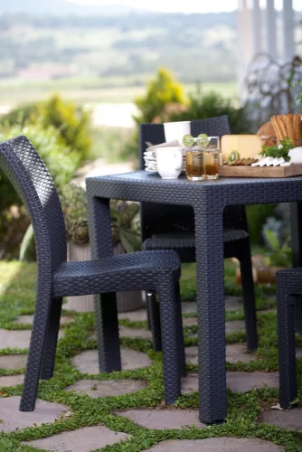 Keter melody polyrattan kerti asztal - grafit