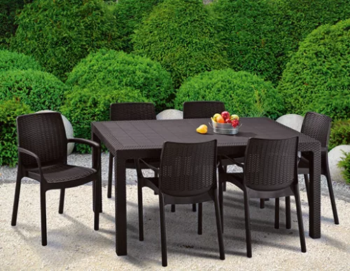 Keter melody polyrattan kerti asztal, 161 cm - barna